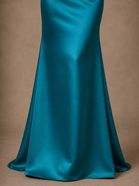 Off Shoulder Satin Puff Sleeve Mother of the Bride Gown