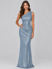 Sequin Mermaid One Shoulder Prom Dress Long formal Gown
