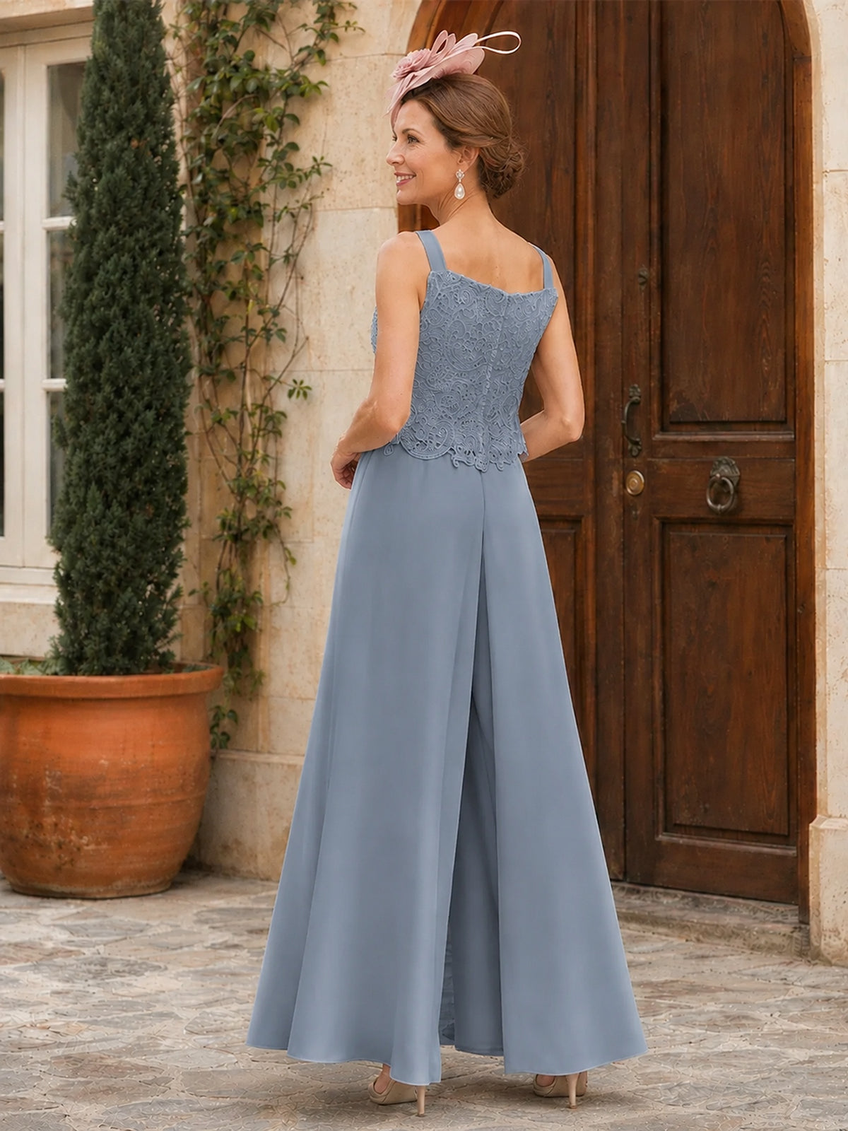 Elegant 3-Piece Chiffon Mother of the Bride Pantsuit with Floral Applique Jacket