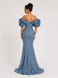 Sequin Off-Shoulder Ruffle Mermaid Prom Dress