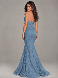 Strapless Corset Mermaid Prom Dress Lace Appliqué Formal Gown