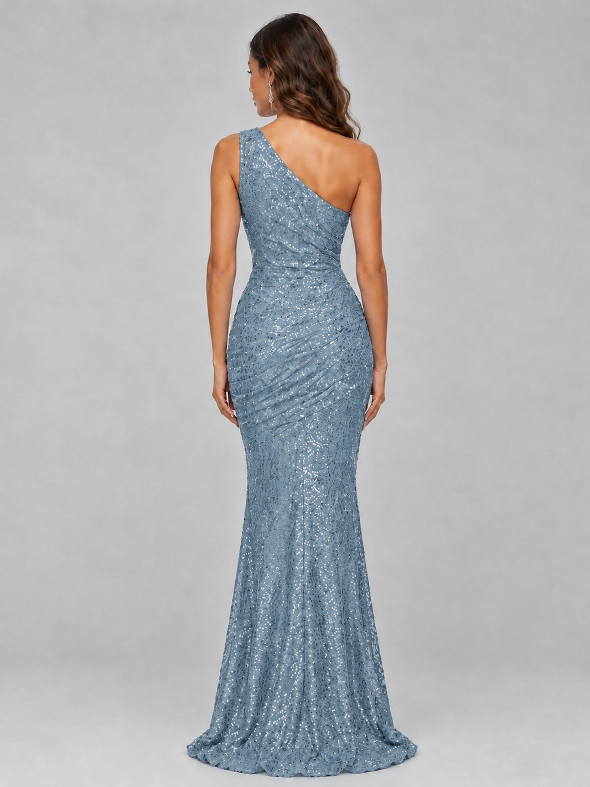 Sequin Mermaid One Shoulder Prom Dress Long formal Gown