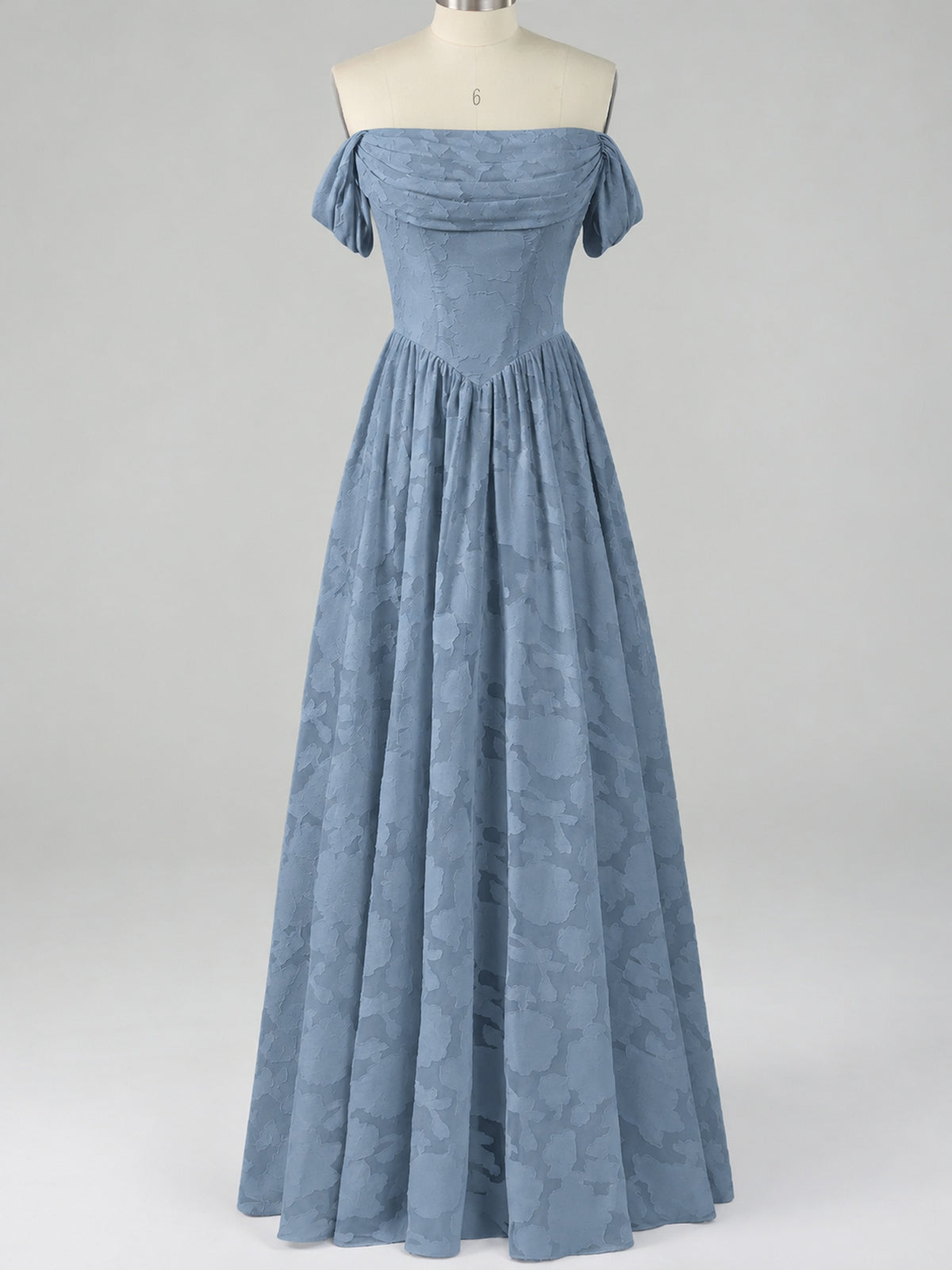 Off Shoulder Jacquard A-Line Maxi Dress