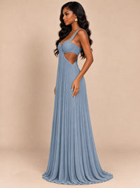 Butter Yellow Pleated Cutout Maxi Dress