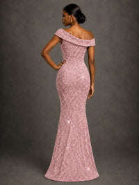 Sequin Off Shoulder Mermaid Prom Dress