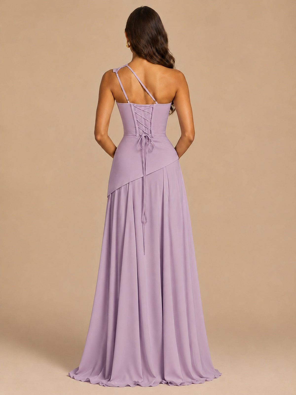 One Shoulder Prom Dress A-line Ruched Women Wedding Formal Gowns