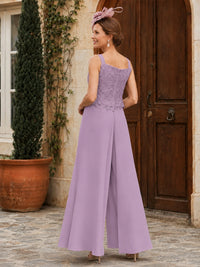 Elegant 3-Piece Chiffon Mother of the Bride Pantsuit with Floral Applique Jacket