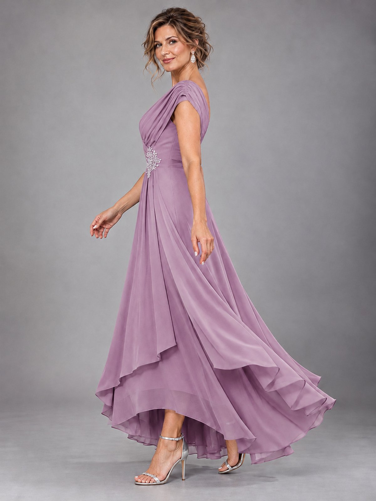 Cap Sleeve Chiffon A-Line Mother of the Bride Dress