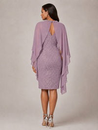 Floral Sheath Mother of the Bride Dress with Cape Overlay