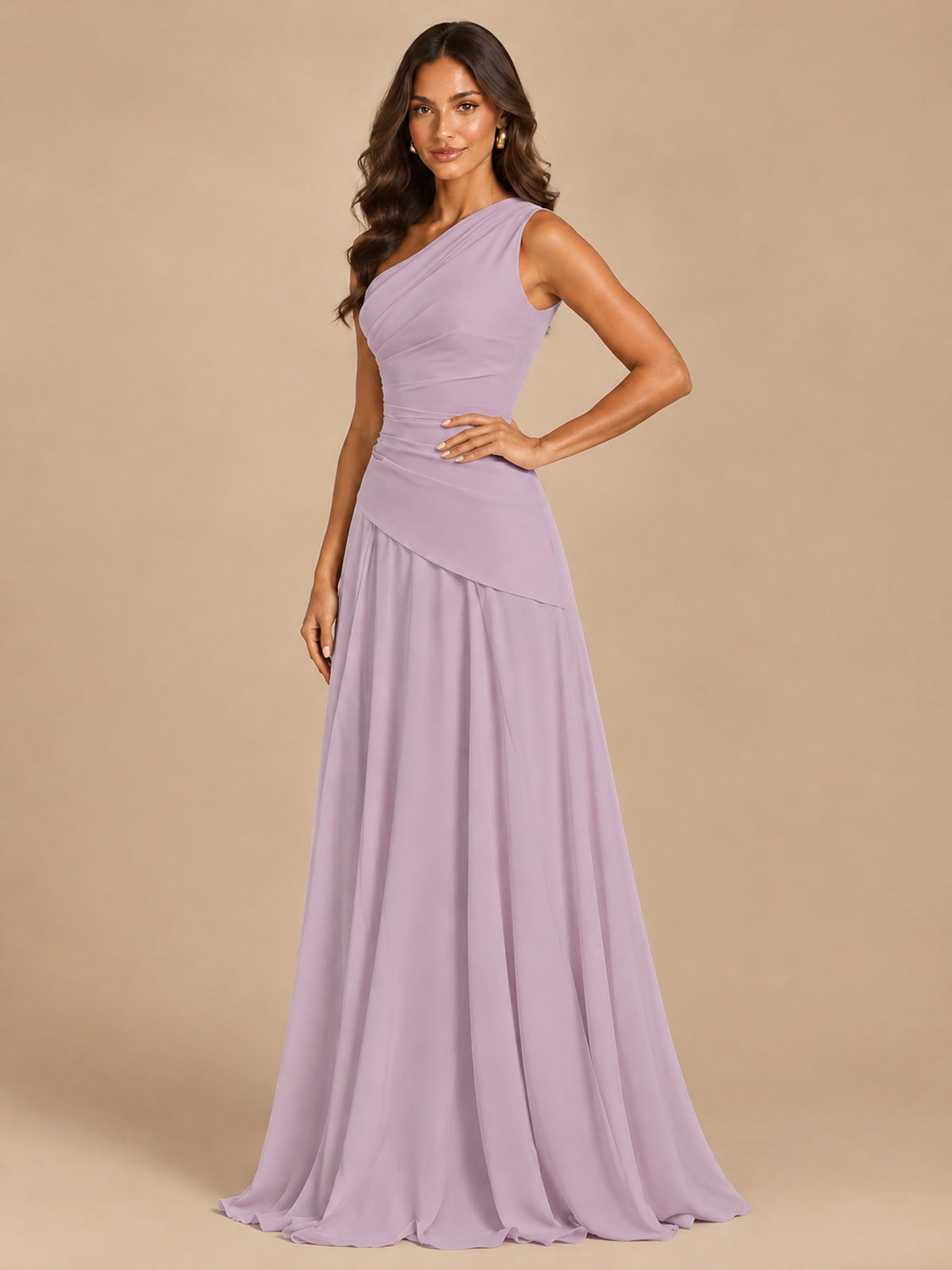 One Shoulder Prom Dress A-line Ruched Women Wedding Formal Gowns