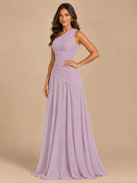 One Shoulder Prom Dress A-line Ruched Women Wedding Formal Gowns