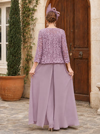 Elegant 3-Piece Chiffon Mother of the Bride Pantsuit with Floral Applique Jacket