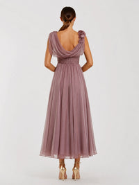 Dusty Rose Chiffon Mother of the Bride Dress with Floral Applique