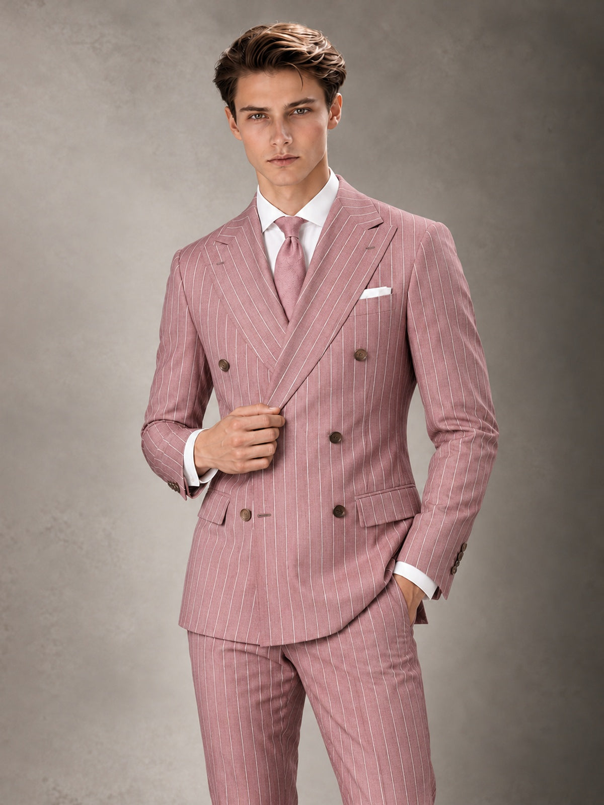 Double Breasted Pinstripe Men's Suit 2 Piece (Jacket & Pants) for Wedding & Formal Prom