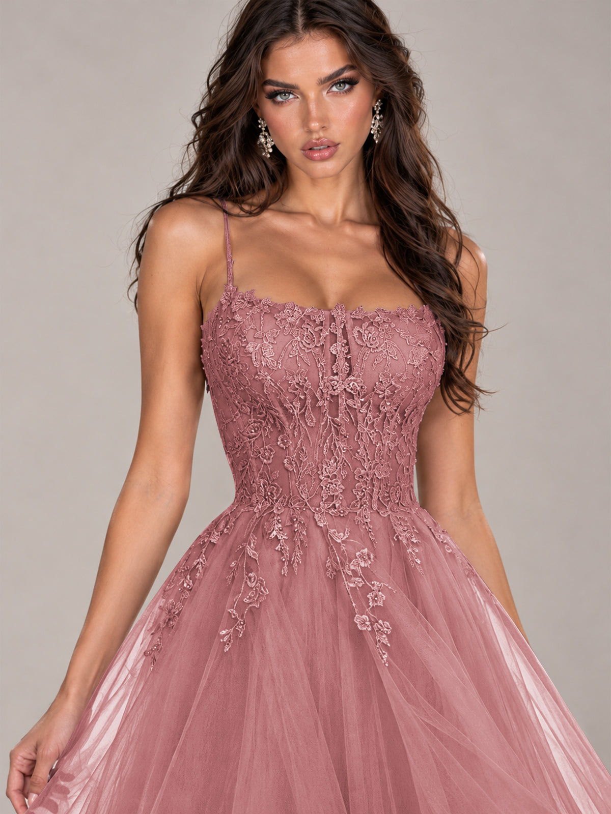 Lace Corset Ball Gown Prom Dress with Cascading Tulle Ruffles
