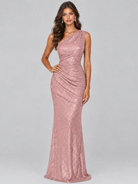 Sequin Mermaid One Shoulder Prom Dress Long formal Gown
