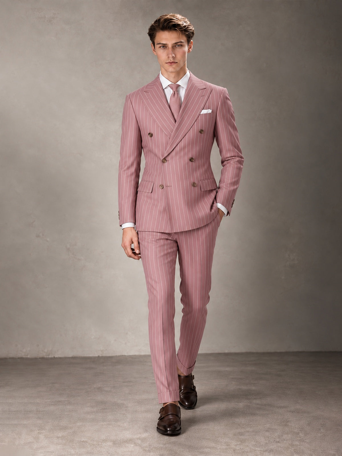 Double Breasted Pinstripe Men's Suit 2 Piece (Jacket & Pants) for Wedding & Formal Prom