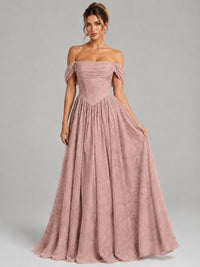 Off Shoulder Jacquard A-Line Maxi Dress