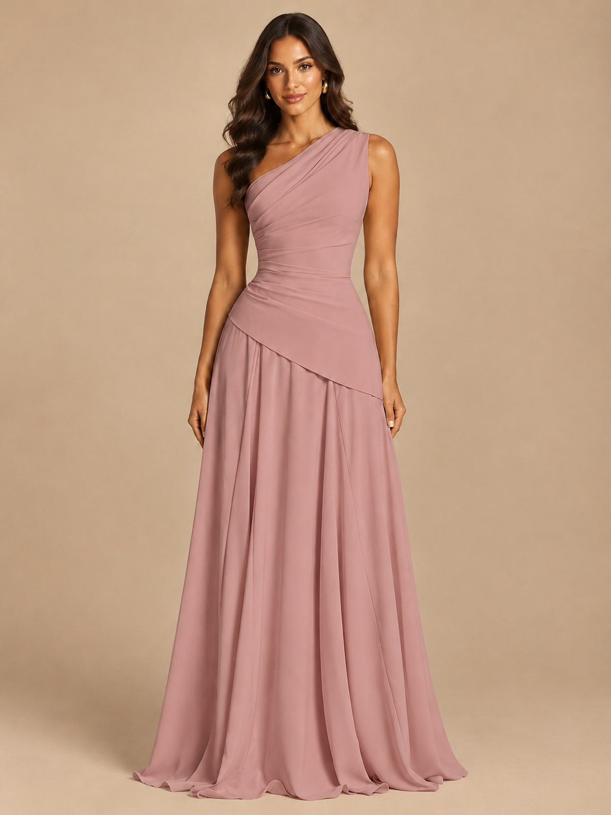 One Shoulder Prom Dress A-line Ruched Women Wedding Formal Gowns