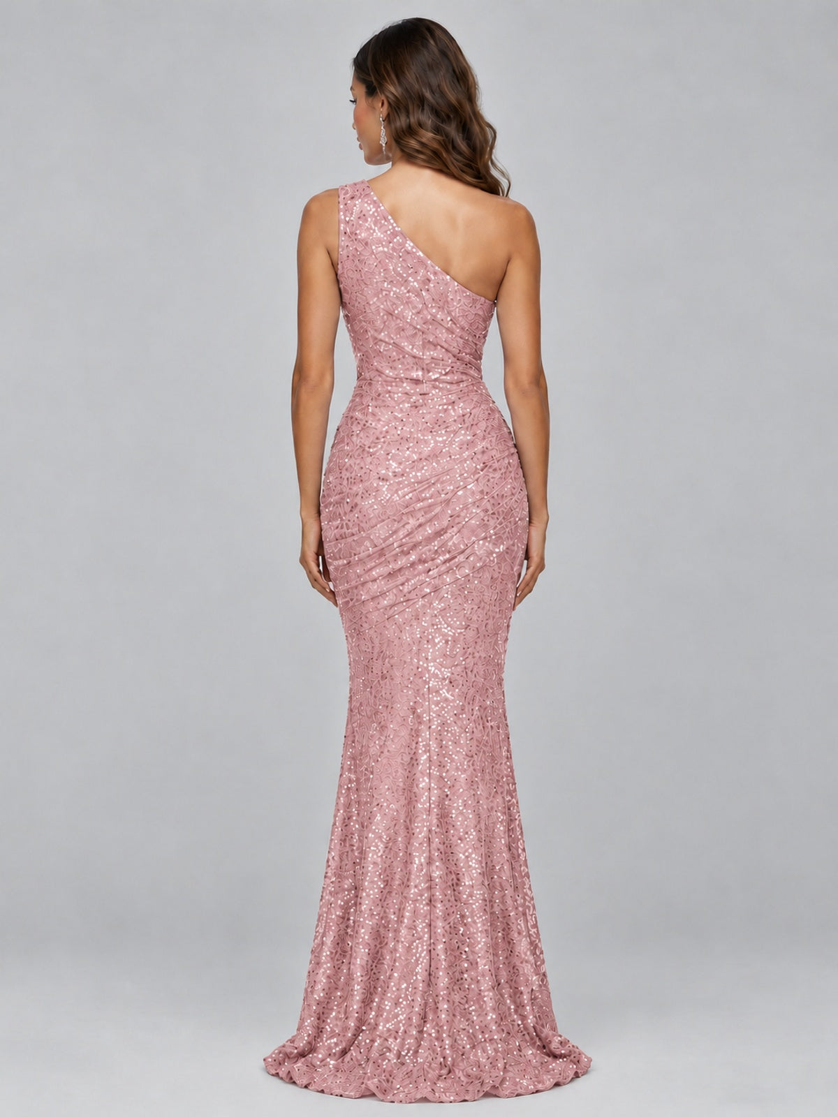 Sequin Mermaid One Shoulder Prom Dress Long formal Gown