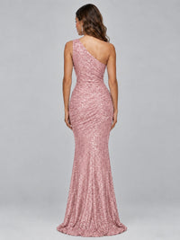 Sequin Mermaid One Shoulder Prom Dress Long formal Gown