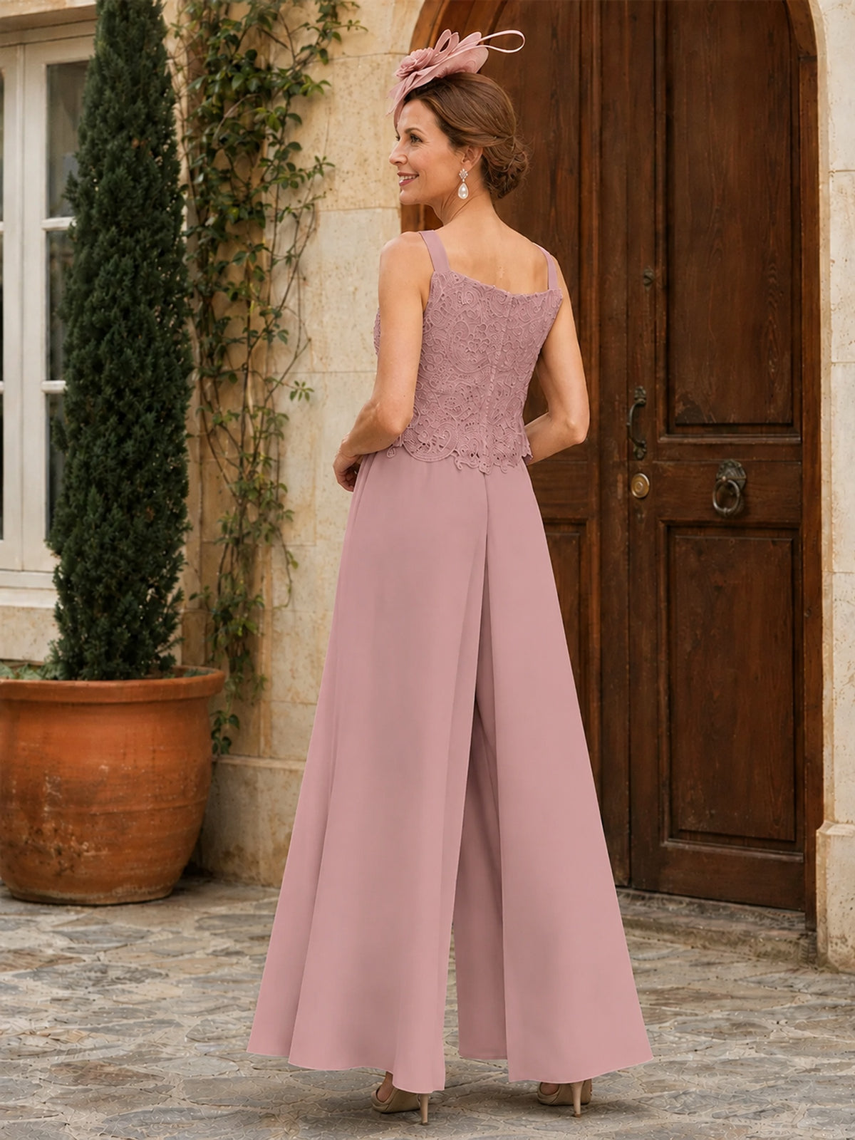 Elegant 3-Piece Chiffon Mother of the Bride Pantsuit with Floral Applique Jacket