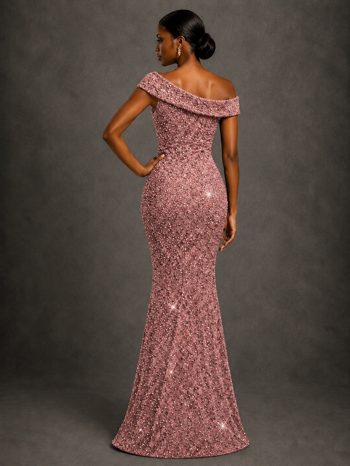 Sequin Off Shoulder Mermaid Prom Dress