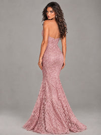 Strapless Corset Mermaid Prom Dress Lace Appliqué Formal Gown