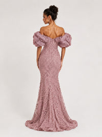 Sequin Off-Shoulder Ruffle Mermaid Prom Dress