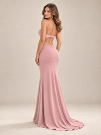 Light Blue Strapless Sweetheart Mermaid Prom Dress with Pleated Bodice