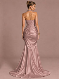 Sparkling Halter Corset Satin Mermaid Prom Dress