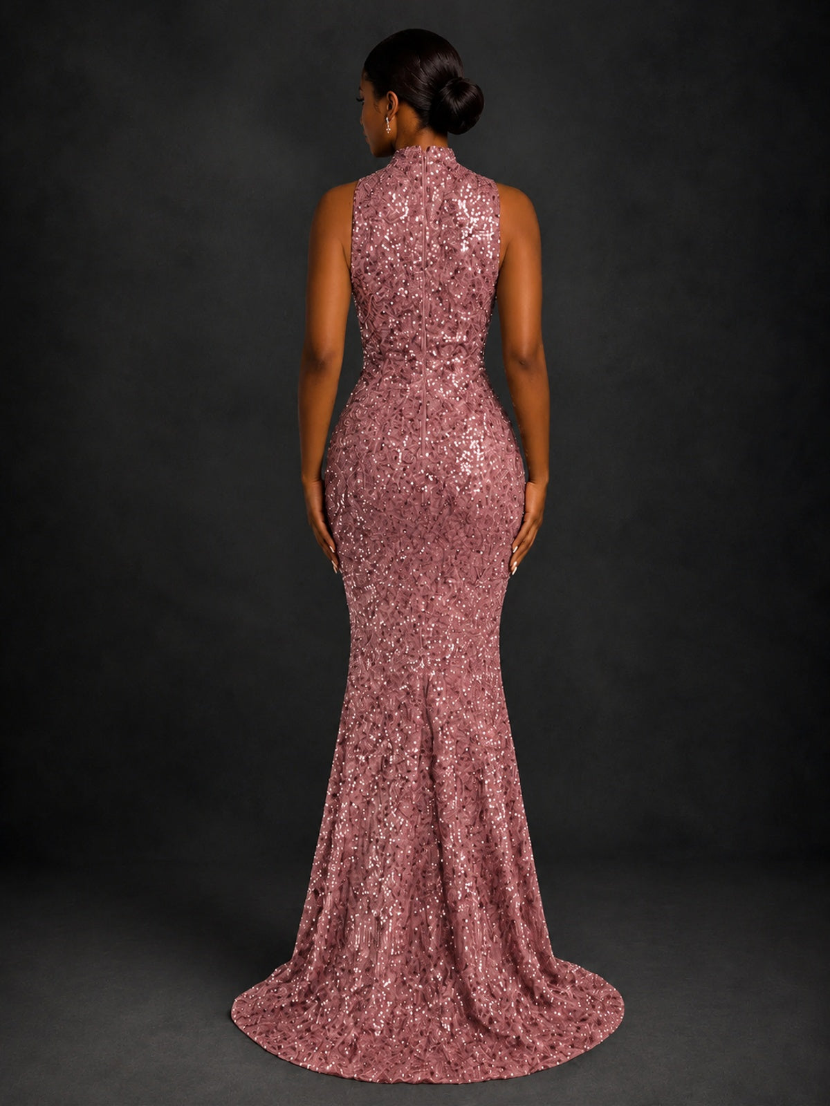 Sparkly Sequin High Neck Mermaid Prom Dress
