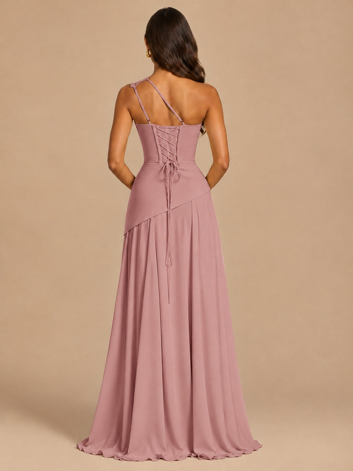 One Shoulder Prom Dress A-line Ruched Women Wedding Formal Gowns