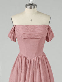 Off Shoulder Jacquard A-Line Maxi Dress