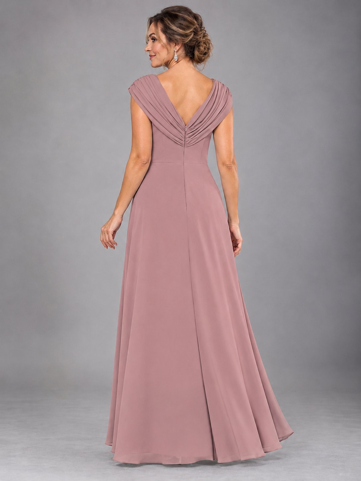 Cap Sleeve Chiffon A-Line Mother of the Bride Dress
