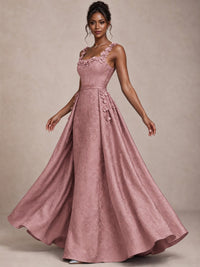 Light Blue 3D Floral Jacquard Prom Dress with Detachable Overskirt Corset Gown