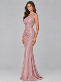 Sequin Mermaid One Shoulder Prom Dress Long formal Gown