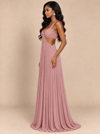Butter Yellow Pleated Cutout Maxi Dress