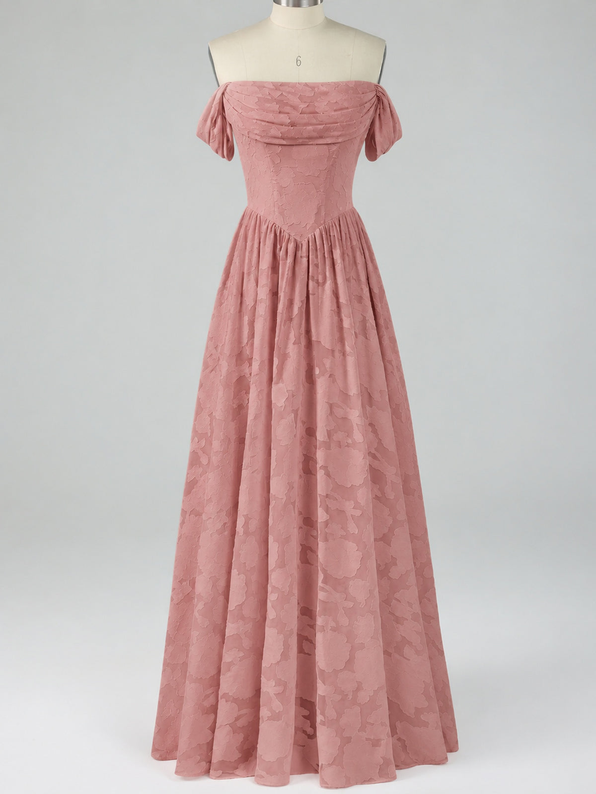 Off Shoulder Jacquard A-Line Maxi Dress