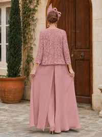 Elegant 3-Piece Chiffon Mother of the Bride Pantsuit with Floral Applique Jacket
