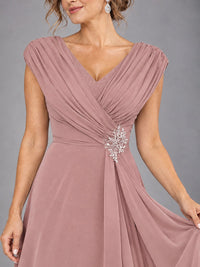Cap Sleeve Chiffon A-Line Mother of the Bride Dress