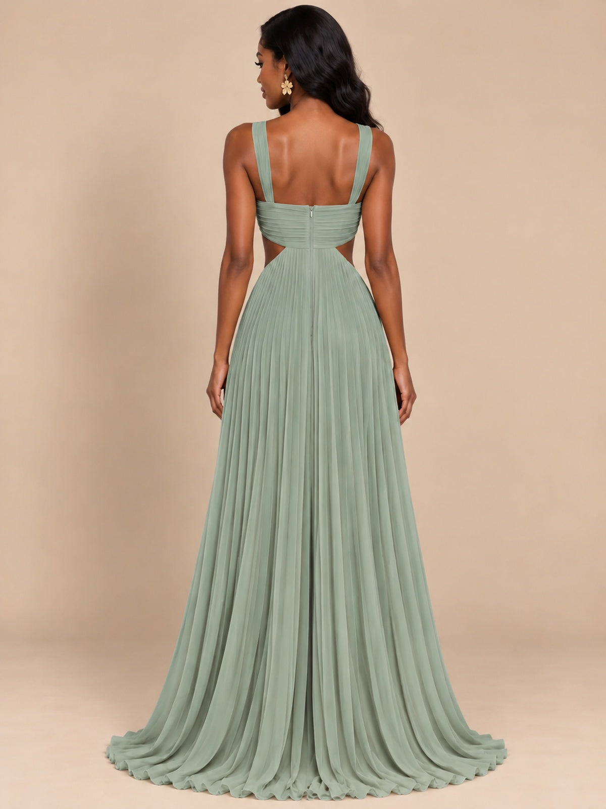 Butter Yellow Pleated Cutout Maxi Dress