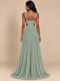 Butter Yellow Pleated Cutout Maxi Dress
