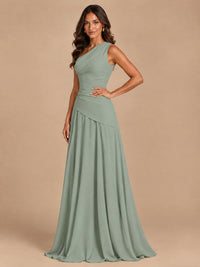 One Shoulder Prom Dress A-line Ruched Women Wedding Formal Gowns