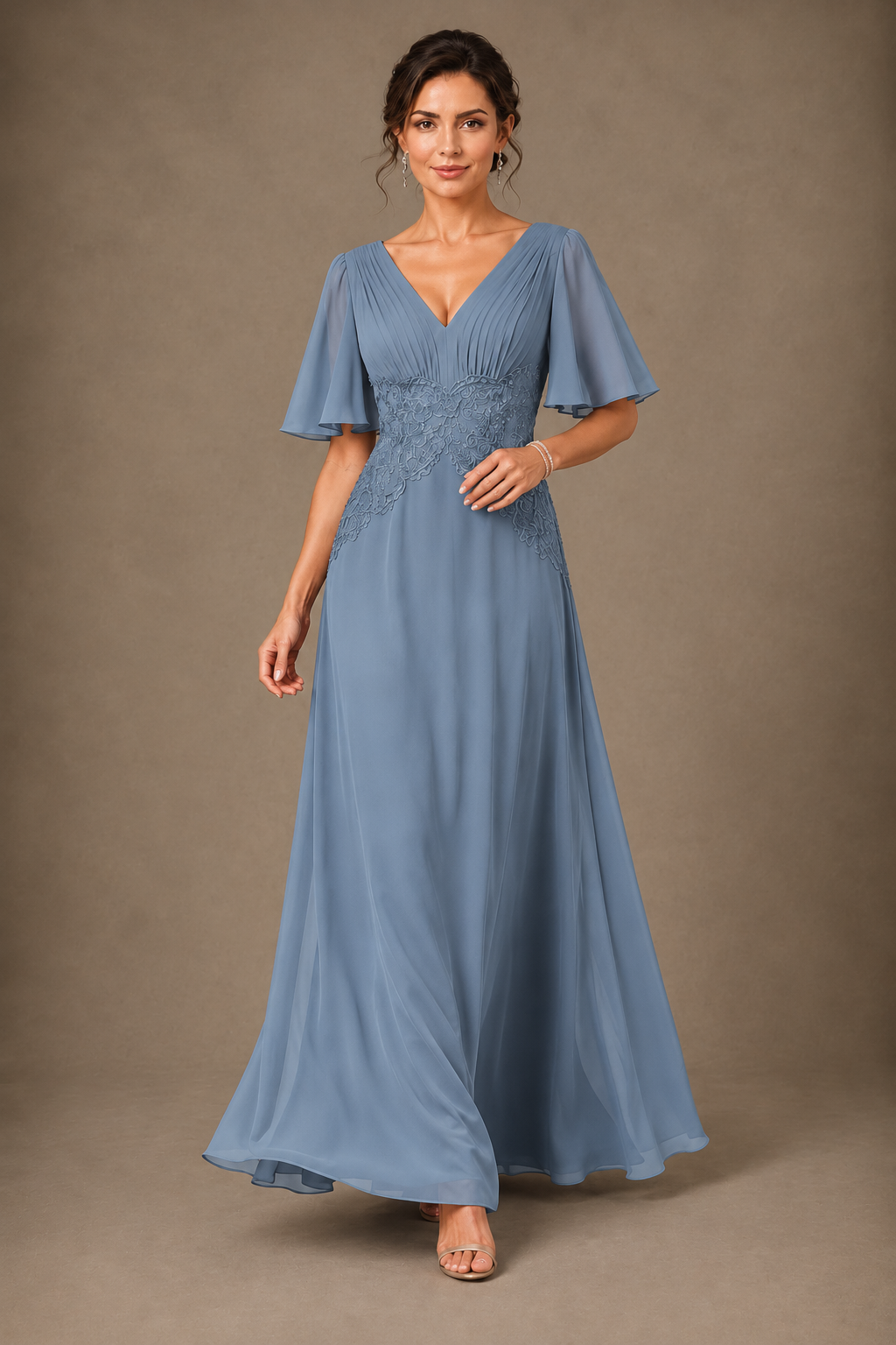 A-Line Chiffon Mother of the Bride Dress with Applique