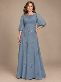A-Line Mother of the Bride Dress with Sheer Puff Sleeves