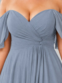 Off Shoulder Chiffon Bridesmaid Dress with Slit
