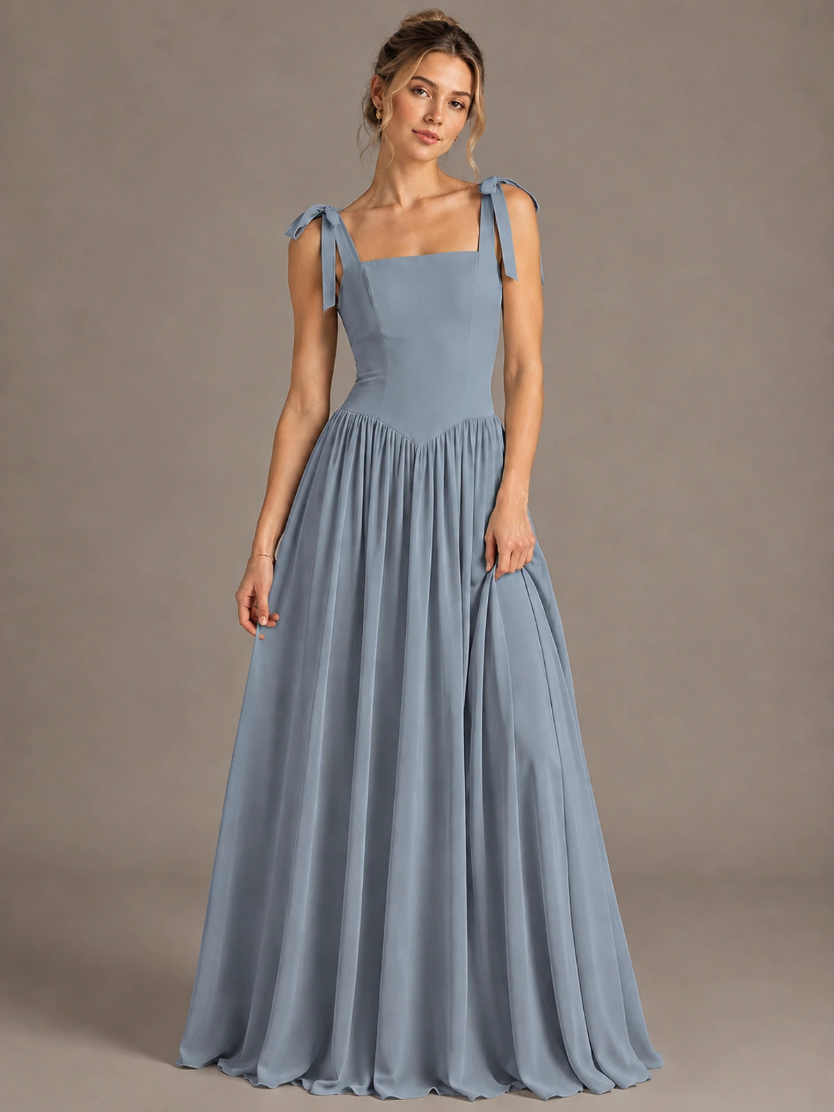 Square Neck A-Line Maxi Dress
