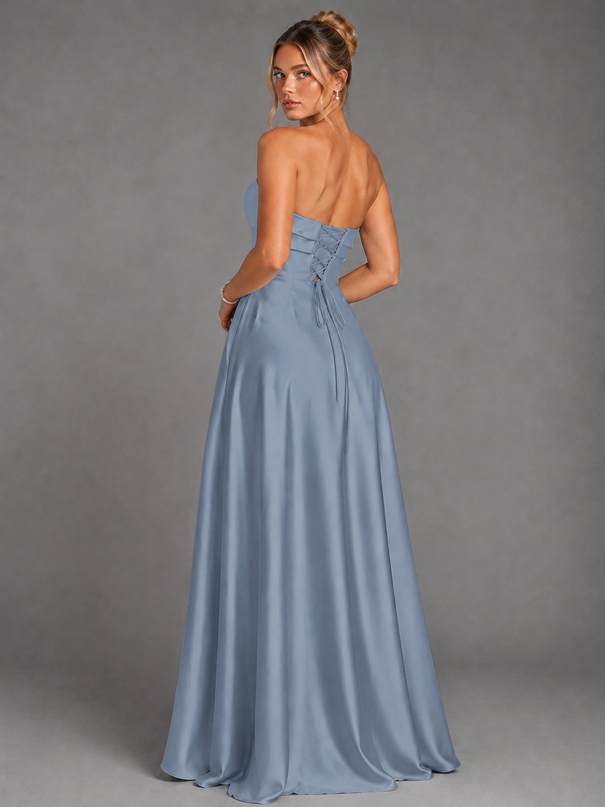 Sweetheart Neck Strapless Satin A-Line Prom Dress