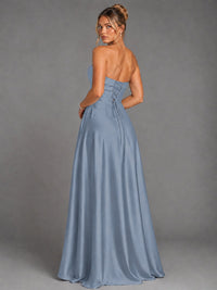 Sweetheart Neck Strapless Satin A-Line Prom Dress
